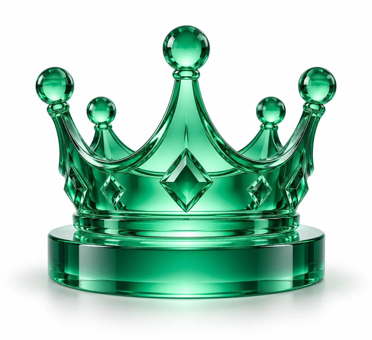 ChatGPT Pro recharge illustration: emerald glass crown on a pedestal